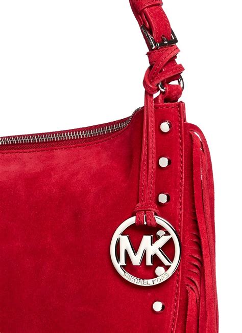 michael kors red suede fringe bag|Michael Kors lillie handbag.